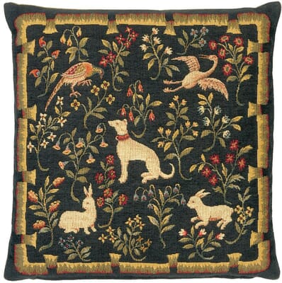 Medieval Design Bleu Tapestry Cushion Cover - Classic Home Decor Collection  cushion cover, H18 x W18
