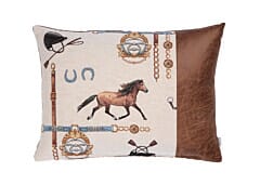 Equestrian Club Brown Tapestry Cushion with Faux Suede Back- 33x46cm (15"x18")