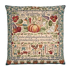 Seasons Sampler Tapestry Cushion with Feather Filler - 46x46cm (18"x18") - Last Two Pieces Remaining!