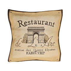 Restaurant de L'Arc Tapestry Cushion with Feather Filler - 46x46cm (18"x18") - Last Two Pieces Remaining!
