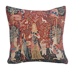 The Lady & Unicorn - Smell Tapestry Cushion with Feather Filler - 46x46cm (18"x18") - Last Piece Remaining!
