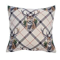 Scottish Stags Tapestry Cushion with Feather Filler - 46x46cm (18"x18") - Last Piece Remaining!
