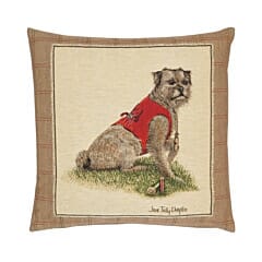 Mr Terrier Tapestry Cushion with Feather Filler - 46x46cm (18"x18") - Last Piece Remaining!