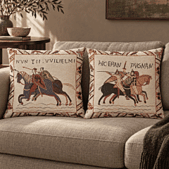 Pair of Bayeux Tapestry Cushions with Feather Filler - 46x46cm - Save &pound;40