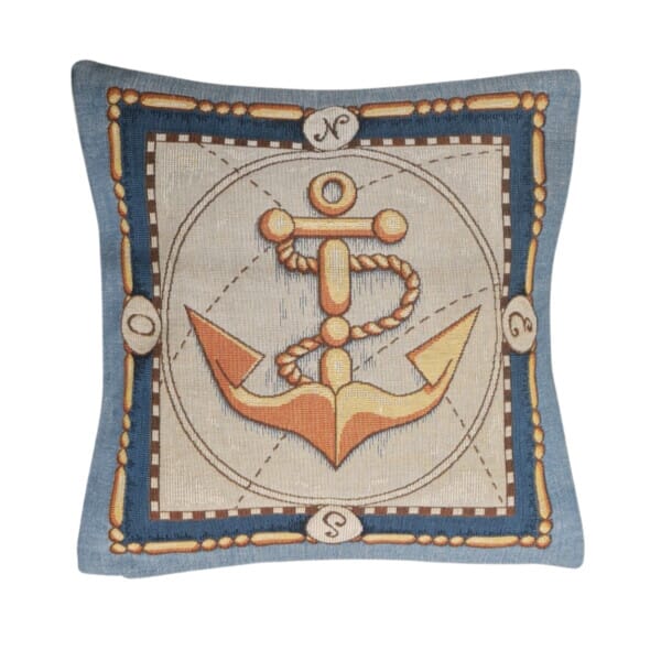 Anchor Tapestry Cushion with Feather Filler - 46x46cm (18