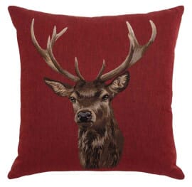 Stag on Red Regular Cushion with filler - 46x46cm (18"x18")