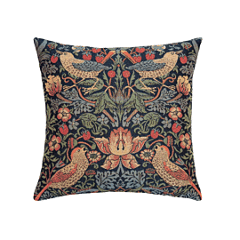 Strawberry Thief Blue Tapestry Cushion with Feather Filler - 33x33cm (13"x13")