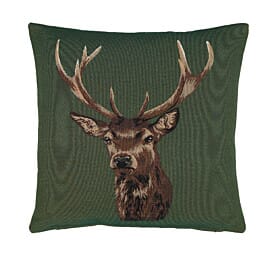 Stag on Green Tapestry Cushion - 46 x 46cm