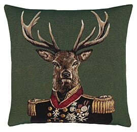 Admiral Stag Green Tapestry Cushion with filler - 46x46cm (18"x18")