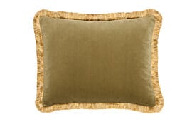Moss Green Velvet Double-sided Velvet Cushion with Gold Fringe - 35x48cm (14"x19")