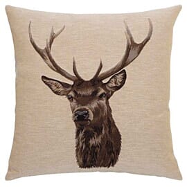 Stag Beige - Plaid Tapestry Cushion - 46x46cm (18"x18")