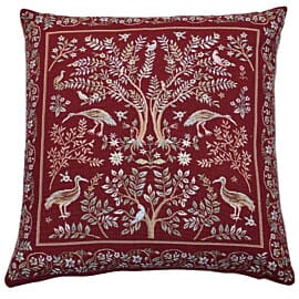 Trees & Birds Red Tapestry Cushion - 46x46cm (18"x18")