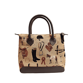 Equestrian Beige Tapestry Bag - 29 x 23 x 12cm