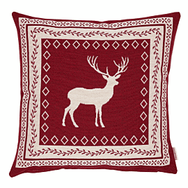 Nordic Stag Red Woven Cushion - 42x42cm (17"x17")