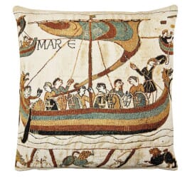 Bayeux-Longship (woollen) Tapestry Cushion - 43x43cm (17"x17")