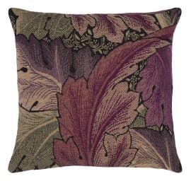 Acanthus Leaves Purple Cushion with Feather Filler - 33x33cm (13"x13")