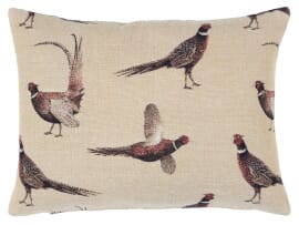 Country Pheasants Cushion with Feather Filler - 33x46cm (13"x18")