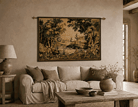 Paysage du Lauragais Loom Woven Tapestry - 130 x 185 cm (4'3" x 6'1") - Requires Rod Size 5