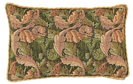 Acanthus Leaf Gold Tapestry Cushion with Gold Rope Cord - 33x55cm (13"x22")