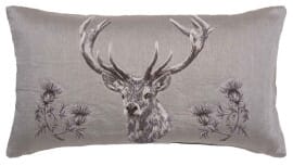Stag & Thistle Country Linen Tapestry Cushion - 33x60cm (13"x24") - Last piece remaining!