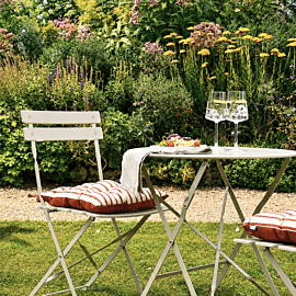 Terracotta Stripe Woven Outdoor Seat Cushions - Set of 2 - 40 x 40 cm (16" x 16")
