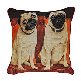 Pug Brothers Tapestry Cushion with Feather Filler - 46x46cm (18"x18") - Last Piece Remaining!