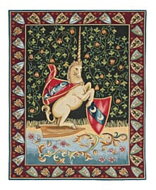 Heraldic Unicorn Loom Woven Tapestry - 85 × 65 cm (2′9" × 2′2") - Requires Rod Size 2