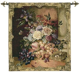 Flowers and Grapes Loom Woven Tapestry - 75 x 65 cm (2'6" x 2'2") - Requires Rod Size 2 - Last Piece Remaining!
