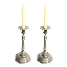 Pair of Pewter Candlestick Holders - Approx. H.24 x W.11 cm - Last Pieces Remaining!