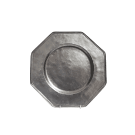 Decorative Octagonal Pewter Plate - Approx. H.1 x Dia.29.5 cm - Last Piece Remaining!