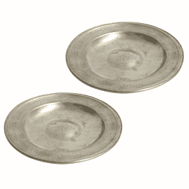 Pair of Decorative Engraved Pewter Plates - Approx. H.2 x Dia.21 cm - Last Pieces Remaining!
