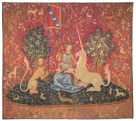 La Dame a la Licorne 'La Vue' Silkscreen Tapestry - 220 x 250 cm (7'3" x 8'2") - Requires Rod Size Size 6