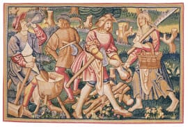 Medieval Woodcutters Silkscreen Tapestry - 130 x 193 cm (4'3" x 6'4") - Requires Rod Size Size 5