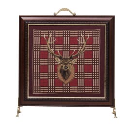 Stag Head's Plaid Tapestry Firescreen