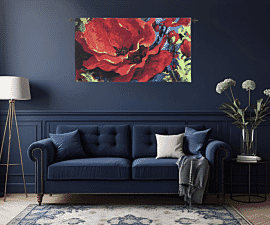 Bright Poppies Loom Woven Tapestry - 70 x 125 cm (2'3" x 4'1") - Requires Rod Size 3 - Last Piece Remaining!