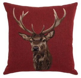 Stag on Red Regular Cushion with filler - 46x46cm (18"x18")