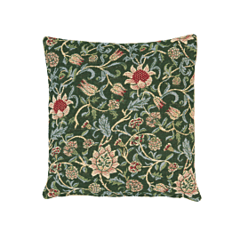 Evenlode Green Tapestry Cushion with Feather Filler - 33x33cm (13"x13")