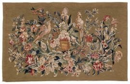 Verdure aux Perroquets Antique Original Needlepoint - 95 x 155 cm (3'2" x 5'0")