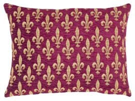 Fleur de Lys-Burgundy Cushion with Feather Filler - 33x46cm (13"x18")