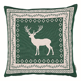 Nordic Stag Green Woven Cushion - 42x42cm (17"x17")
