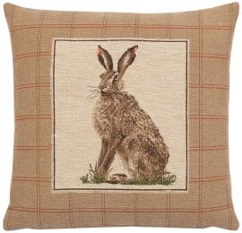 Country Hare Right Tapestry Cushion - 46x46cm (18"x18")