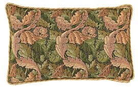 Acanthus Leaf Gold Tapestry Cushion with Gold Rope Cord - 33x55cm (13"x22")