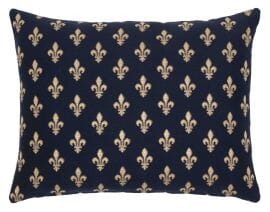 Blue Fleur de Lys Cushion with Feather Filler - 33x46cm (13"x18")