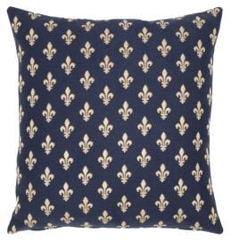 Blue Fleur de Lys Tapestry Cushion - 46x46cm (18"x18")