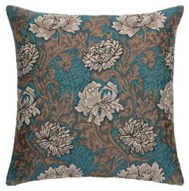 Chrysanthemums Aqua Regular Cushion with filler - 46x46cm (18"x18")