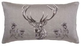 Stag & Thistle Country Linen Tapestry Cushion - 33x60cm (13"x24")