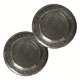 Pair of Decorative Engraved Pewter Plates - Approx. H.2 x Dia.28.5 cm - Last Pieces Remaining!