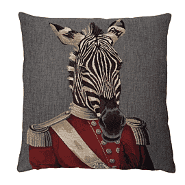 Sergeant Zebra Grey Tapestry Cushion - 46x46cm (18"x18")