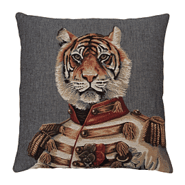 Captain Tiger Grey Tapestry Cushion - 46x46cm (18"x18")