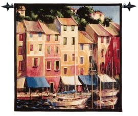 Waterside Moorings at Portofino Loom Woven Tapestry - 132 x 134 cm (4'4" x 4'5") - Requires Rod Size 3